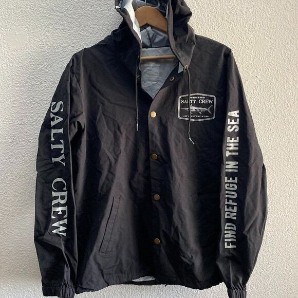 Salty Crew Lightweight Windbreaker Jacket Find Refuge In The Sea Medium EUC - Picture 1 of 5